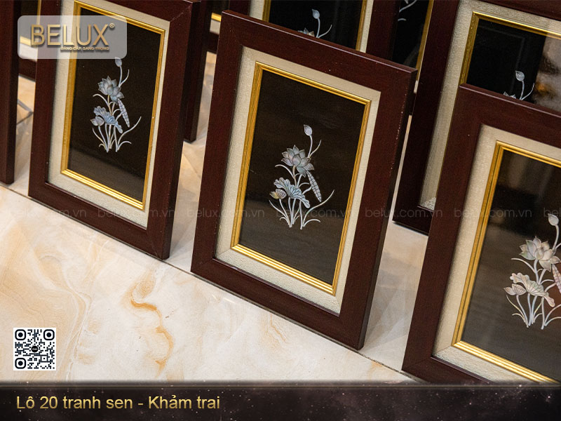 Lô tranh hoa sen khảm kt 31x23cm&nbsp;